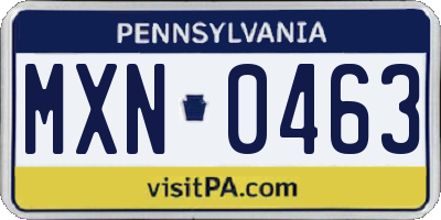 PA license plate MXN0463