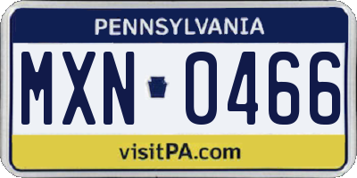 PA license plate MXN0466