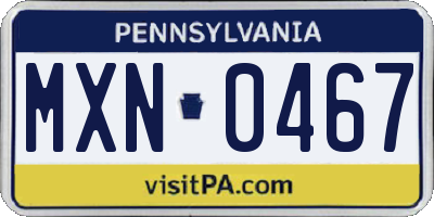 PA license plate MXN0467