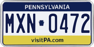 PA license plate MXN0472