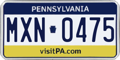 PA license plate MXN0475