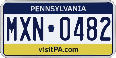 PA license plate MXN0482