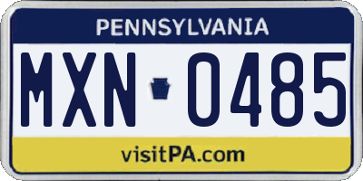 PA license plate MXN0485
