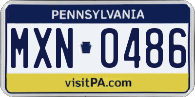 PA license plate MXN0486