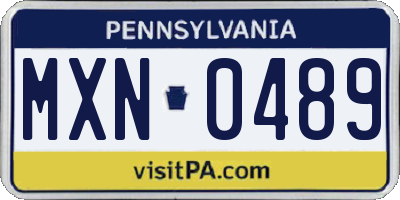 PA license plate MXN0489
