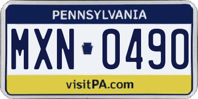 PA license plate MXN0490