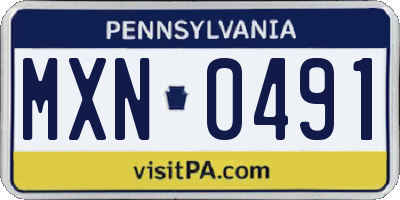 PA license plate MXN0491