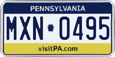 PA license plate MXN0495