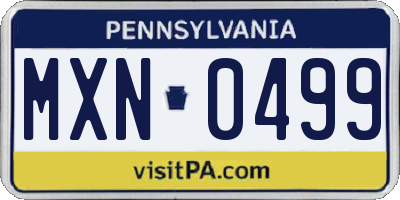 PA license plate MXN0499
