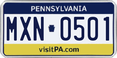 PA license plate MXN0501