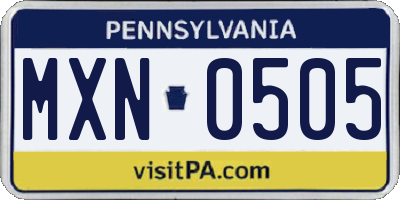 PA license plate MXN0505