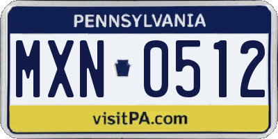 PA license plate MXN0512