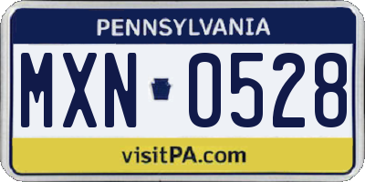 PA license plate MXN0528