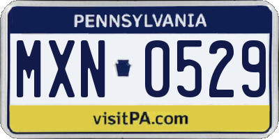 PA license plate MXN0529