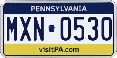 PA license plate MXN0530