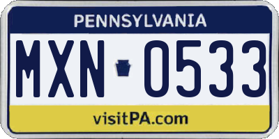 PA license plate MXN0533