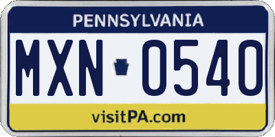PA license plate MXN0540