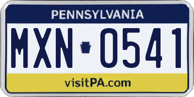PA license plate MXN0541