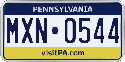 PA license plate MXN0544