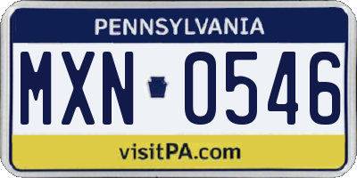 PA license plate MXN0546