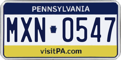 PA license plate MXN0547