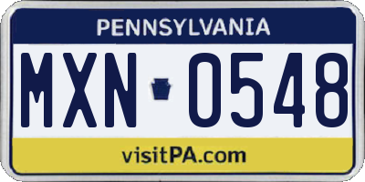 PA license plate MXN0548