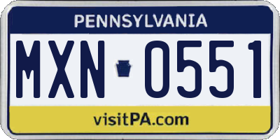 PA license plate MXN0551