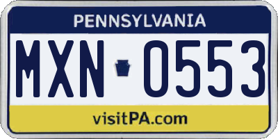 PA license plate MXN0553