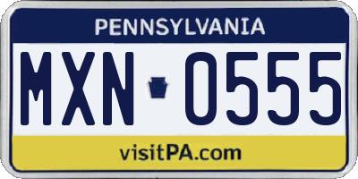 PA license plate MXN0555