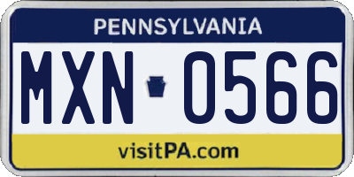 PA license plate MXN0566