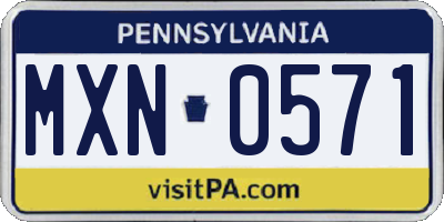 PA license plate MXN0571