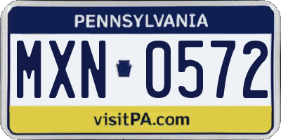 PA license plate MXN0572