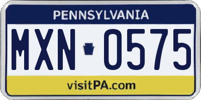 PA license plate MXN0575