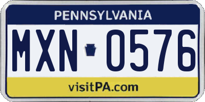 PA license plate MXN0576