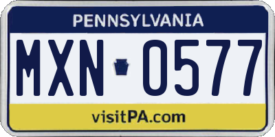 PA license plate MXN0577