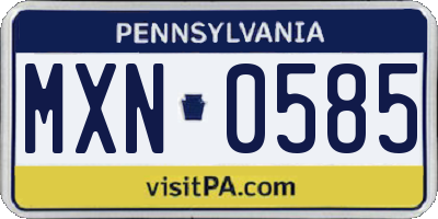 PA license plate MXN0585