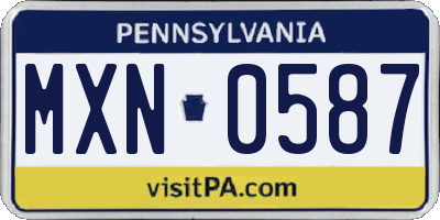 PA license plate MXN0587