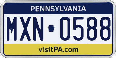PA license plate MXN0588