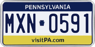PA license plate MXN0591