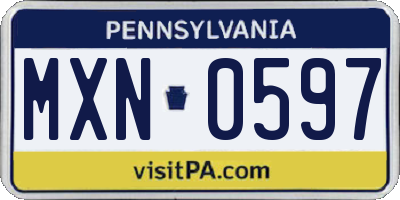 PA license plate MXN0597