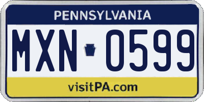 PA license plate MXN0599