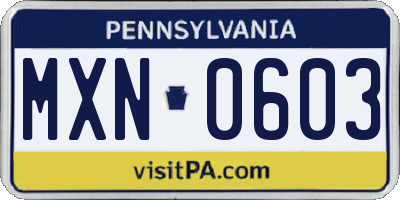 PA license plate MXN0603