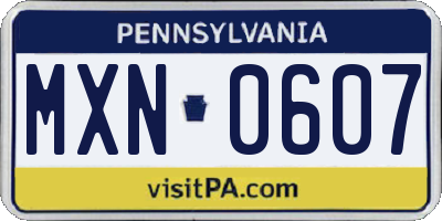PA license plate MXN0607