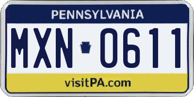 PA license plate MXN0611
