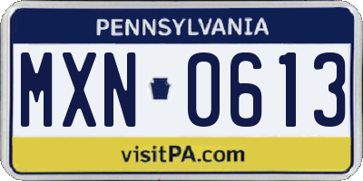 PA license plate MXN0613
