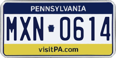 PA license plate MXN0614