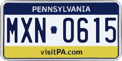 PA license plate MXN0615
