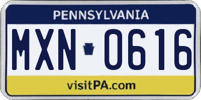 PA license plate MXN0616