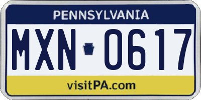 PA license plate MXN0617
