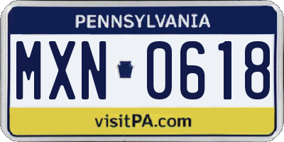 PA license plate MXN0618